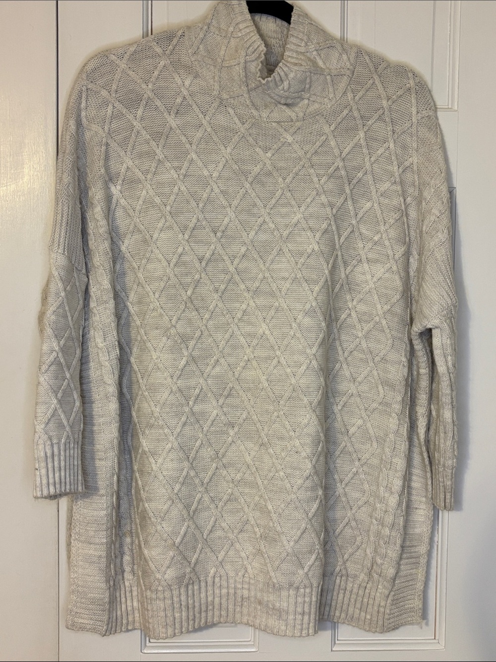 Mersey Cozy Cable-Knit Turtleneck Sweater - Cream